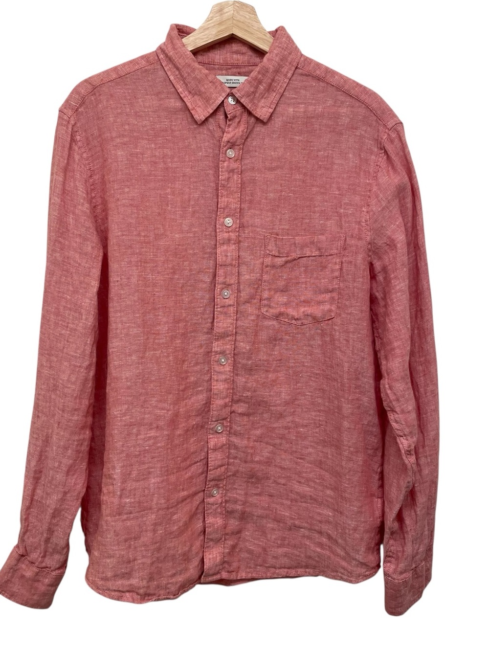 Caribbean Joe Red 100% Linen Long Sleeve Button Up Men’s Shirt Large - Picture 2 of 11